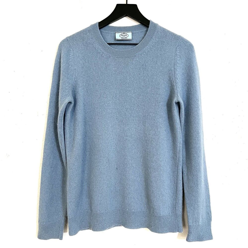 Prada Women’s Alpaca Crewneck Sweater Size 44 Light Blue